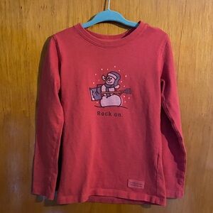 Life is Good - Kids- Orange/Red Rock On Snowman Long Sleeve Tee - 3T